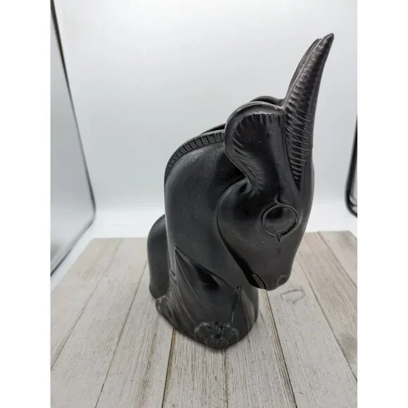 Vintage Shawnee Pottery Antelope Black Planter Vase Mother Baby #840 Damaged - Picture 4 of 10